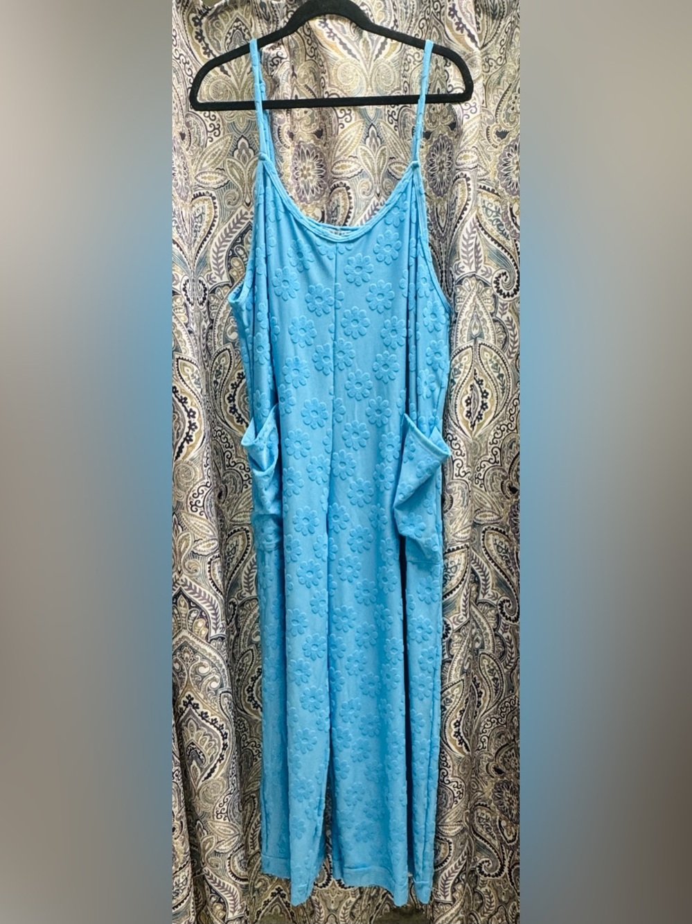 Blue Floral Textured Daisy Romper - by Blakey